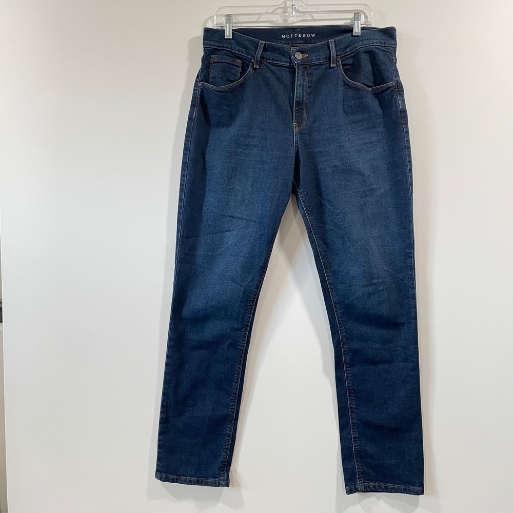 Mott & Bow Boyfriend Jeans Womens 32x30 Dark Wash Indigo Blue Stretch Denim